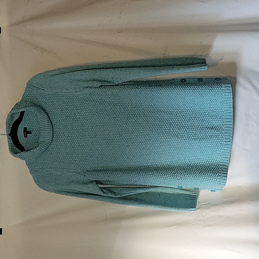 Talbots Sweater Light Teal Heavy Knit Cowl Neck